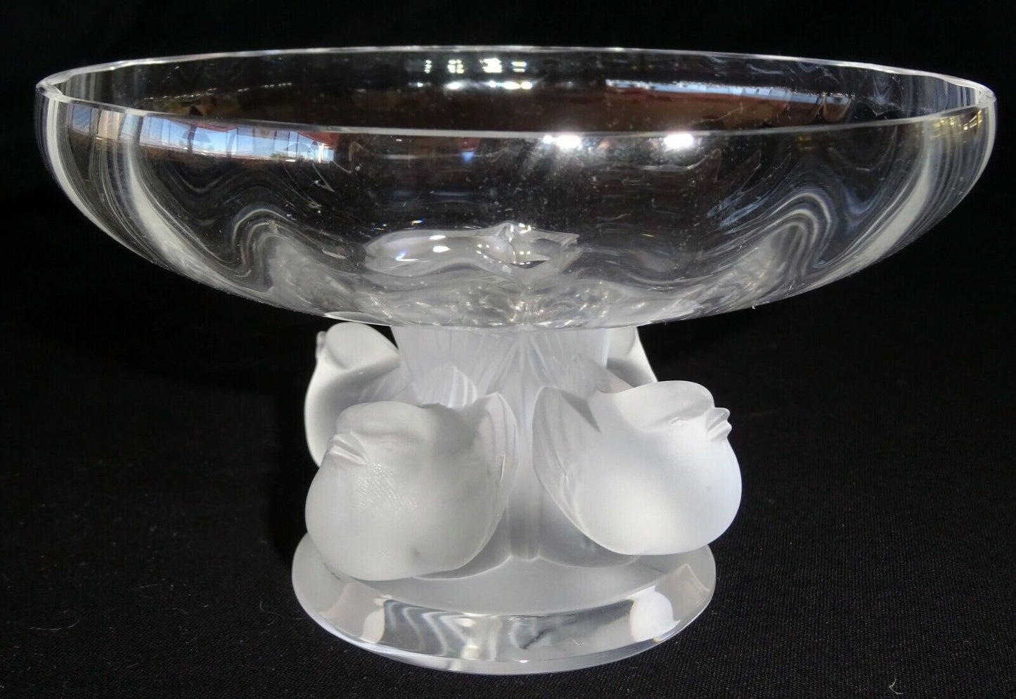 Vintage French Nogent 4 Sparrow Birds Footed Compote Bowl by Lalique (MeG)