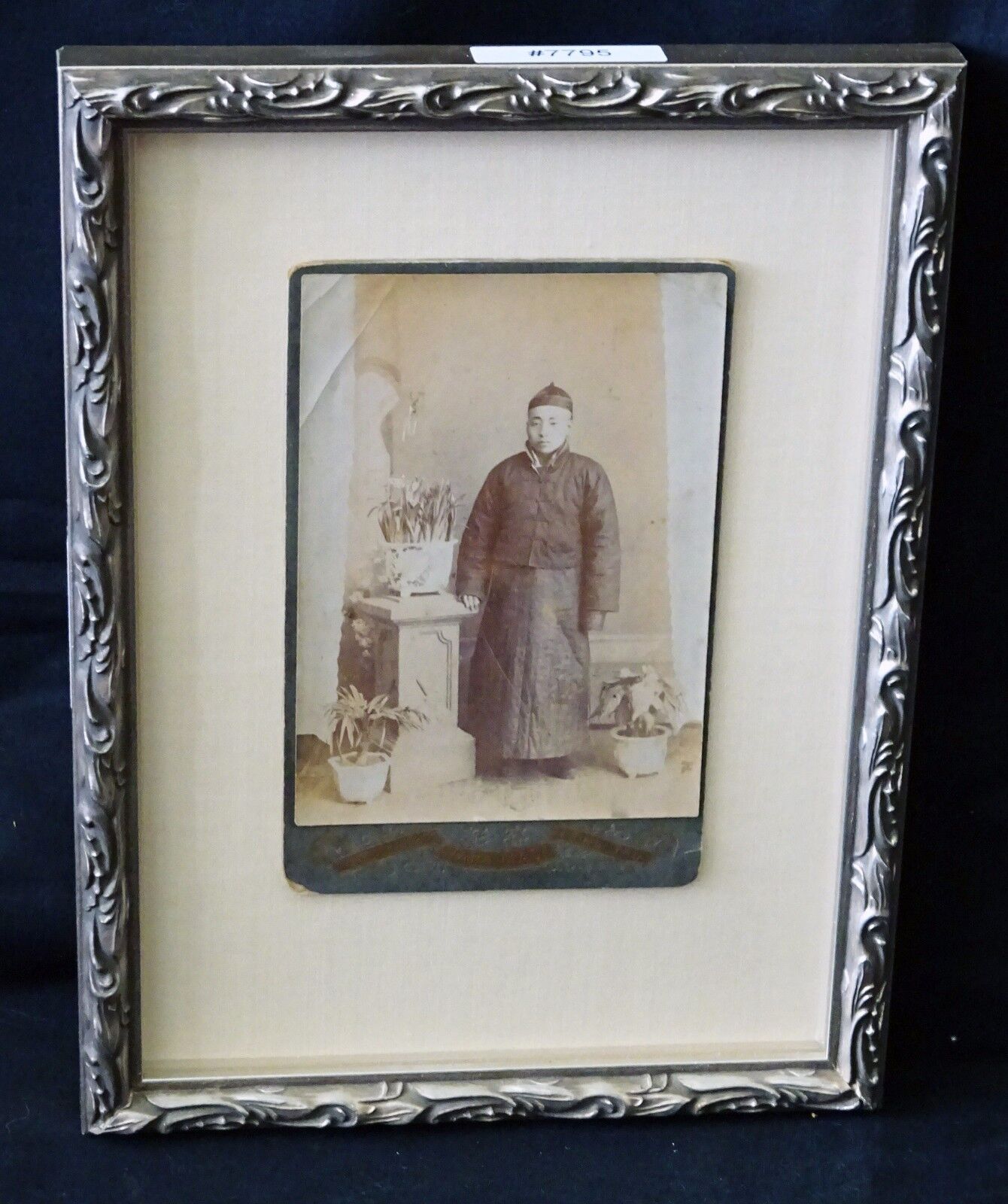 1900 Chinese Framed B&W Photo "Young Man" by Yungt Schang & Co. Tsing Tau (Mil)