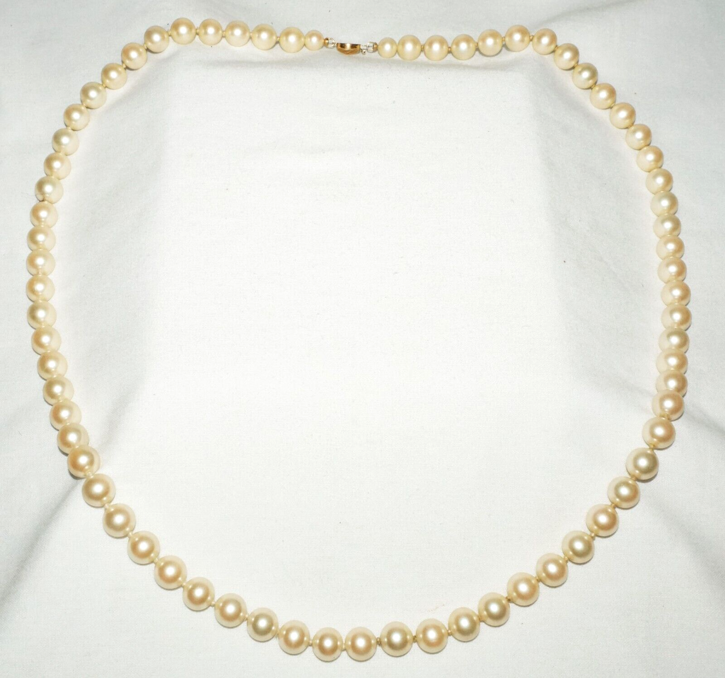 Vintage Faux Pearl Necklace 30" w. Gold Plated Clasp (KoS) L15