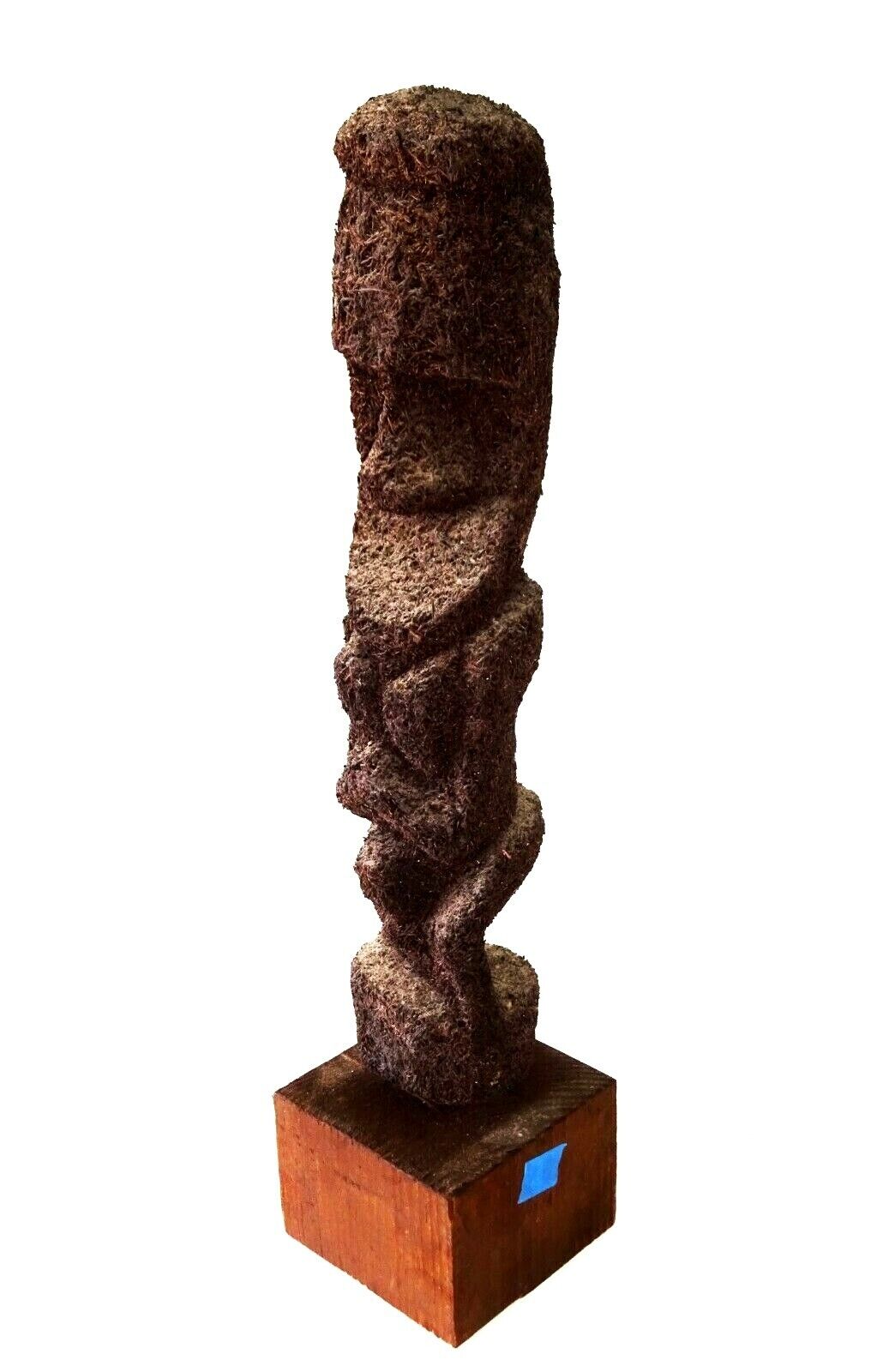 Pacific Vanuatu Tree Fern Carved Tiki Moai Female Figure on Stand (ScD)