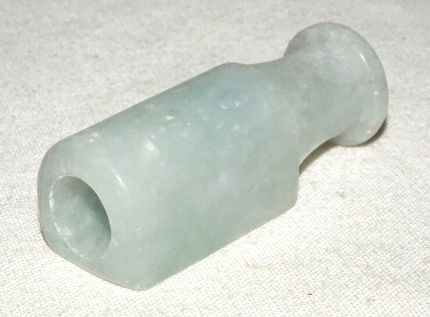 Vintage Chinese White Jadeite Jade Carved Cigarette Holder 1 ⅞ inches (InS)#L4