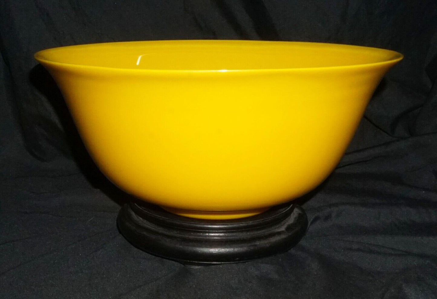 18/19C Chinese Qing Marked LG Yellow Peking Glass Bowl & Stand Qianlong (MiM)