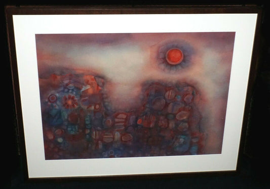 '03 Hawaii Modernist WC Painting Abstract Landscape by Charles Eisho Higa (HeN)