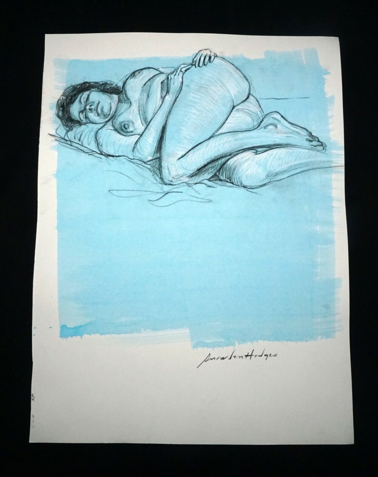 Hawaii Mixed Media Wash Painting Sleeping Female Nude Snowden Hodges (Sho)#145