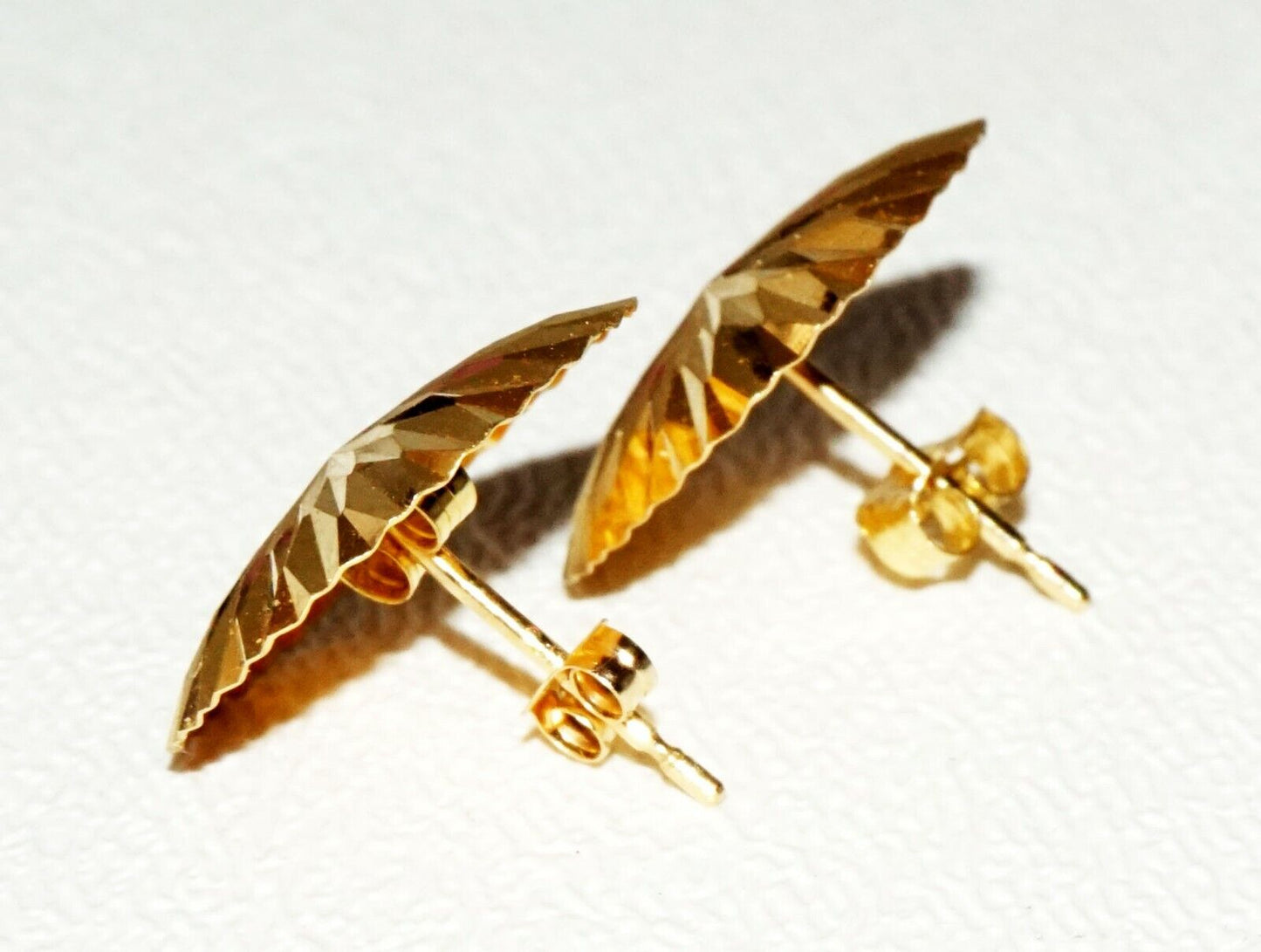 2x Pairs US 14K Yellow Gold Stud Earring Lot Mini & Umbrella Design (SaR) #72