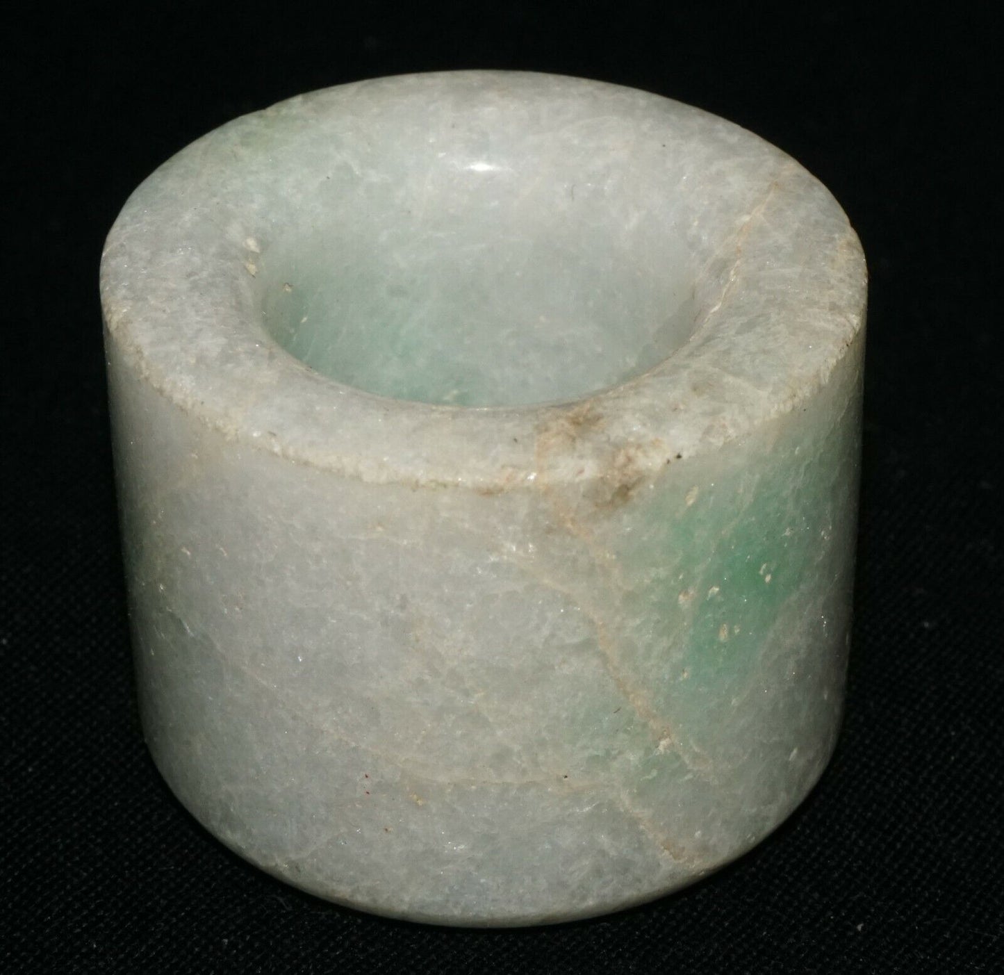 Vintage Chinese Jadeite Jade Archer Ring Sz.11 w. Green Markings (LeS)G2