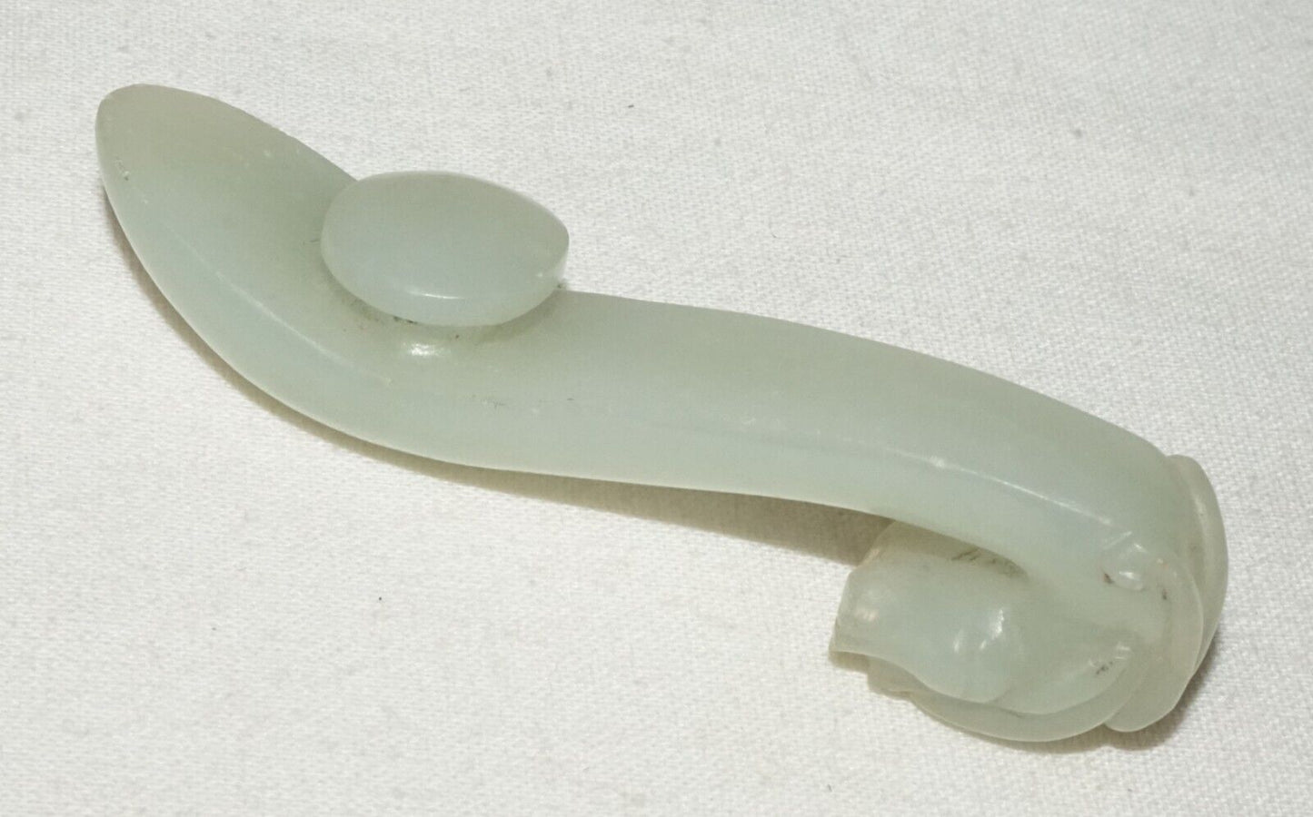 Antique Chinese Grey Green Nephrite Jade Dragon Belt Hook (UVi)#17