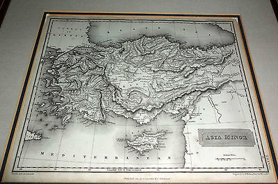 1817 BRITISH FRAMED MAP of ASIA MINOR - DRAWN ARROWSMITH/ ENGRAVED S.Y. HALL(***