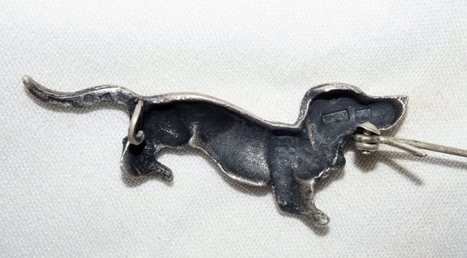 1950 Swedish Sterling Silver Dachshund Wiener Dog Brooch Pin by WGJ  (ShI)