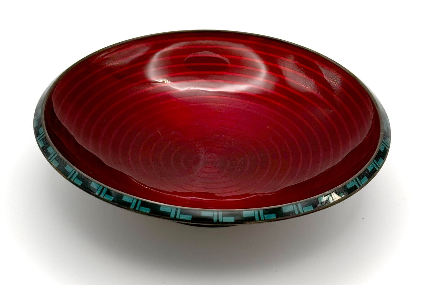 1960s Norwegian Sterling Silver Small Red Enamel Dish By David-Andersen (WeP)