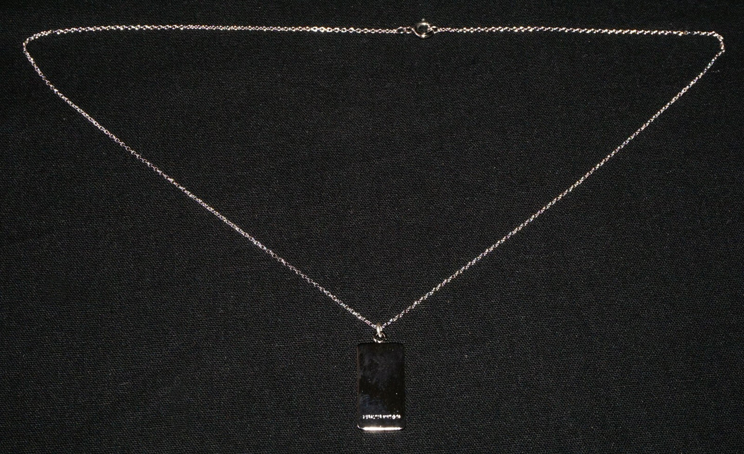 1974 Gibraltor Mint Sterling Silver 100 Grains Bar Pendant & Necklace  (NiD)