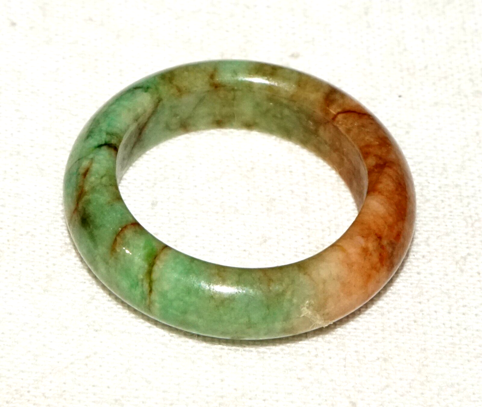 Vintage Chinese Green & Russet Jadeite Jade Ring Sz. 7.25  (GoB) #9