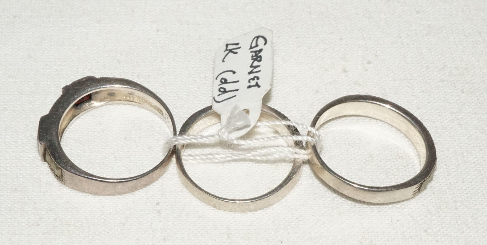 3Pc Thai Sterling Silver Rings Sz.6/6.25 Marcasite & Garnet Accents  (KiL)