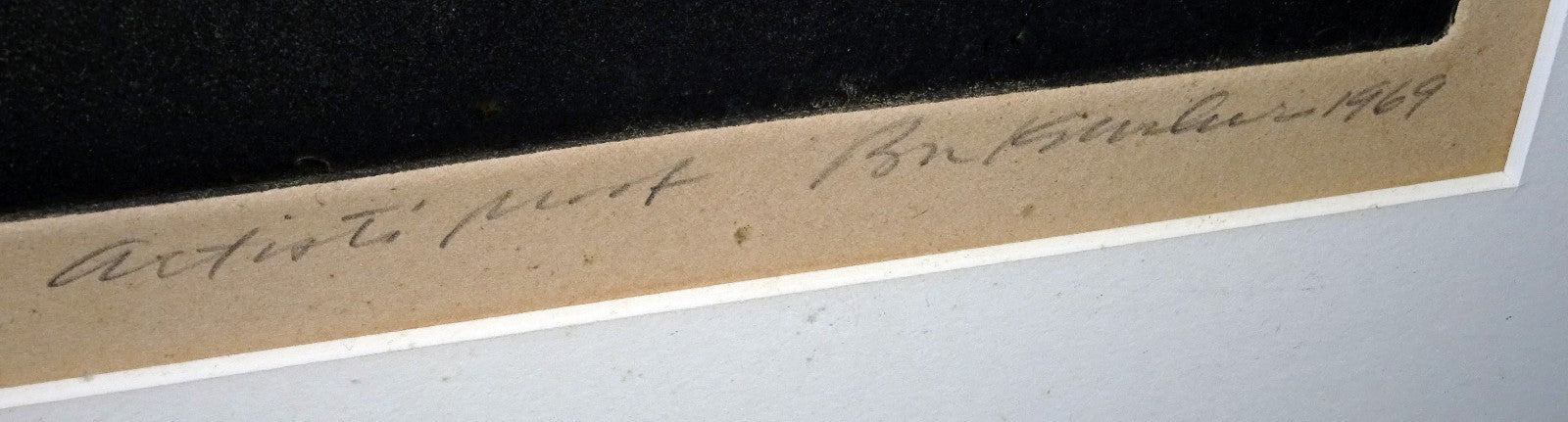 1969 US Etching Aquatint Print AP "Boy Drawing w Chalk"  by Ben K.illegible(***)