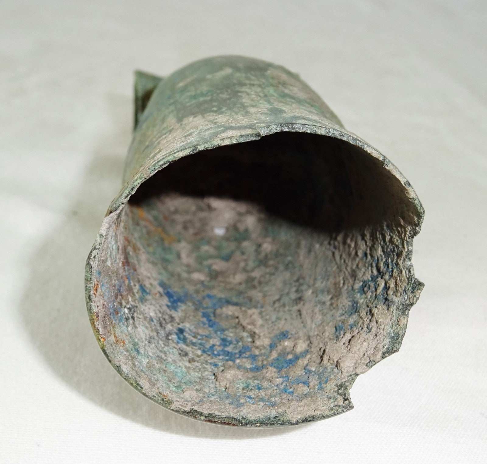 7-11C Thai Dvaravati Period Lop Buri Bronze Bell w. Tube Holder - Excavated(Mil)