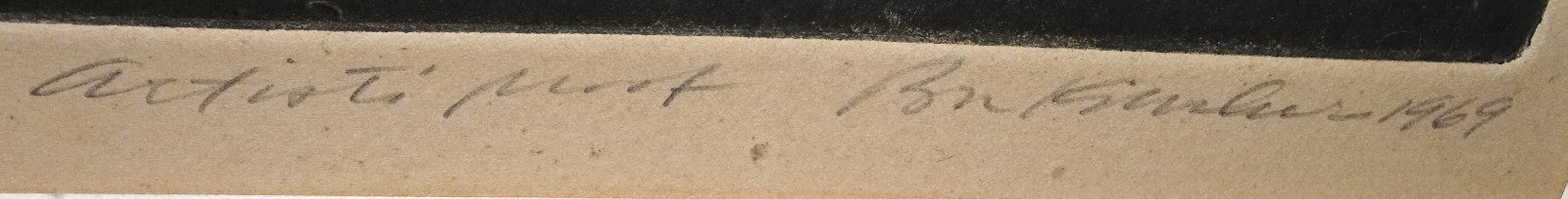 1969 US Etching Aquatint Print AP "Boy Drawing w Chalk"  by Ben K.illegible(***)