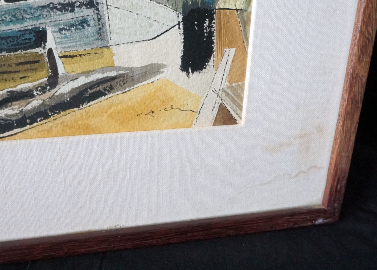 1948 Hawaii Watercolor Painting Boat Harbor I by Keiichi Kimura (1914-88) (PeNe