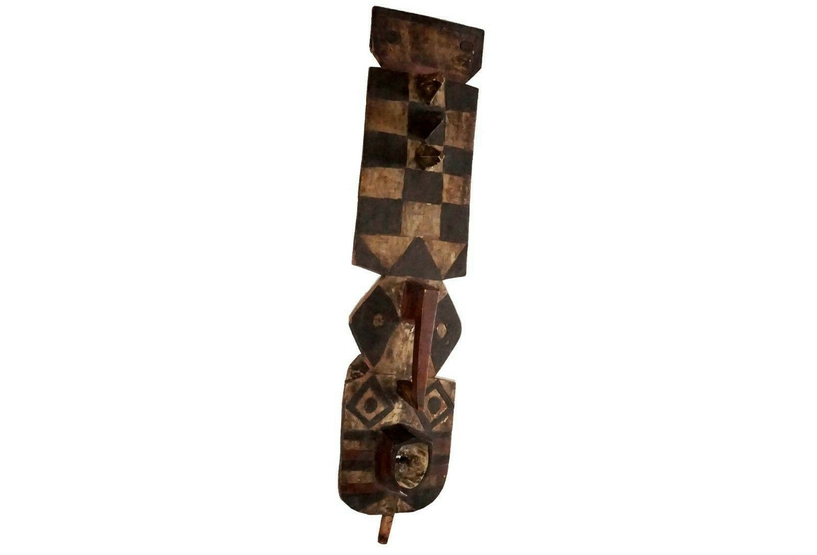 Vintage African Burkina Faso Wooden Shield Carved Mask Sculpture  (***)