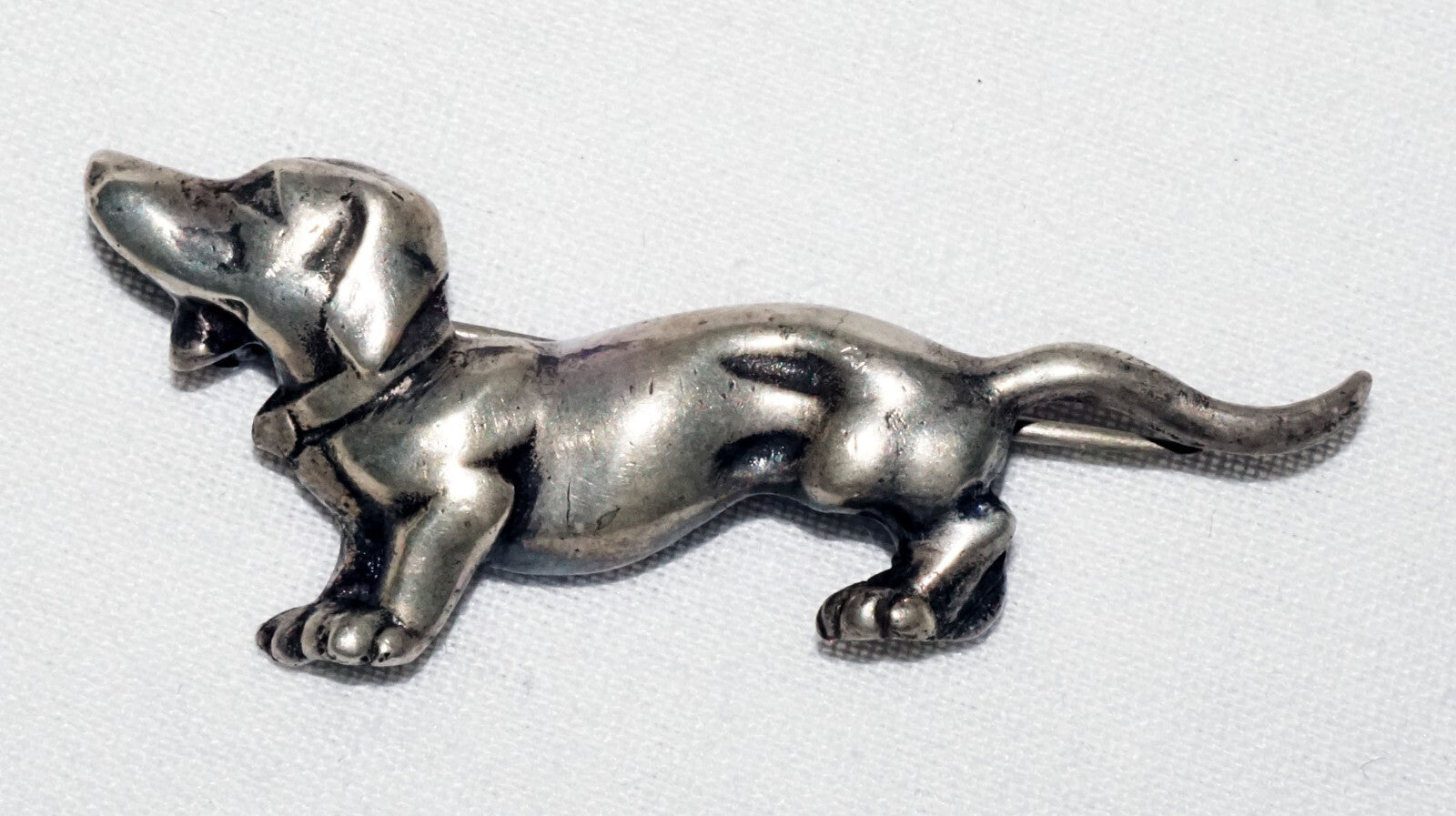 1950 Swedish Sterling Silver Dachshund Wiener Dog Brooch Pin by WGJ  (ShI)