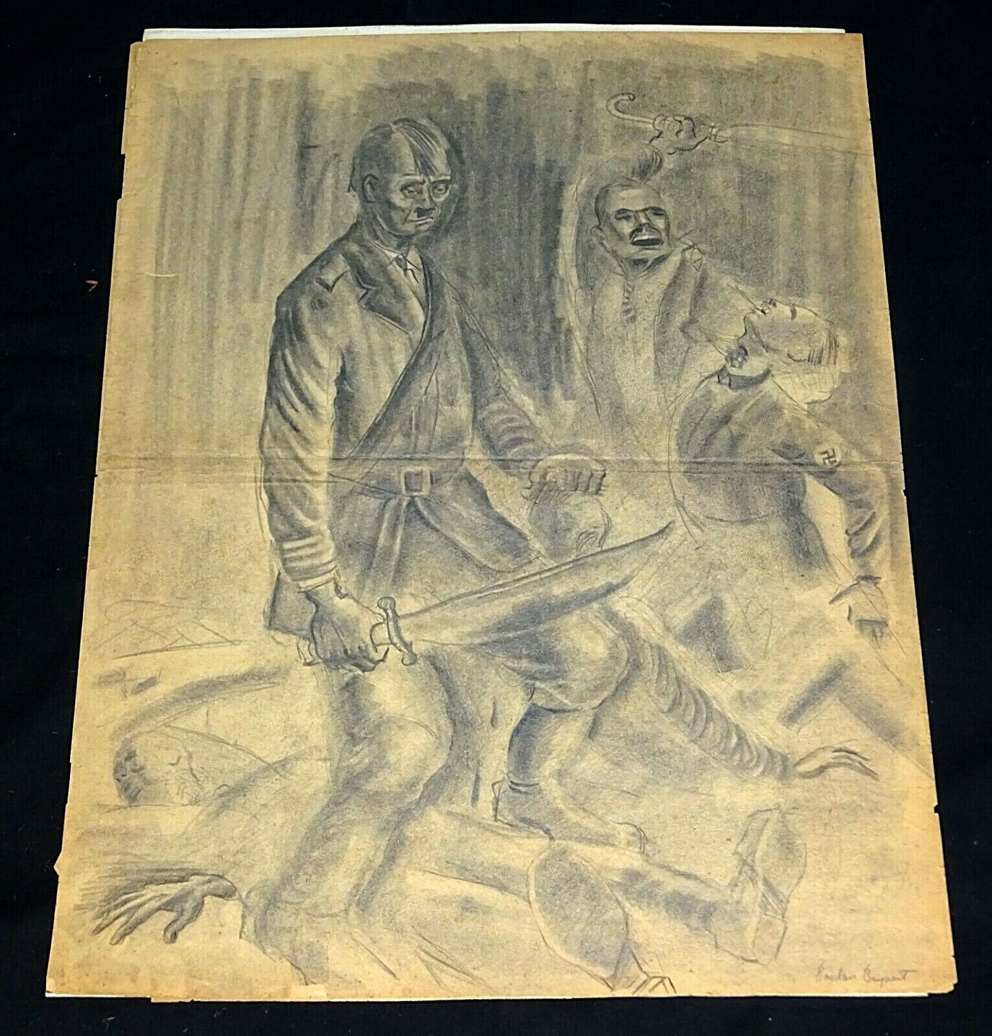 1940s Expressionist Pencil Drawings Fascist Caricatures by Boydan Baynert (CuM)