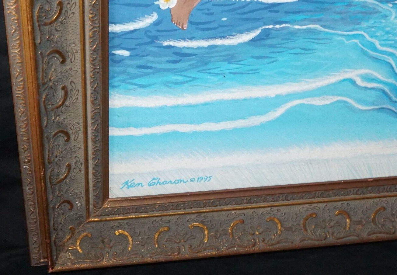 1995 Hawaii Acrylic Painting Rebirth of Venus Hawaiian Style by Ken Charon (PeNe