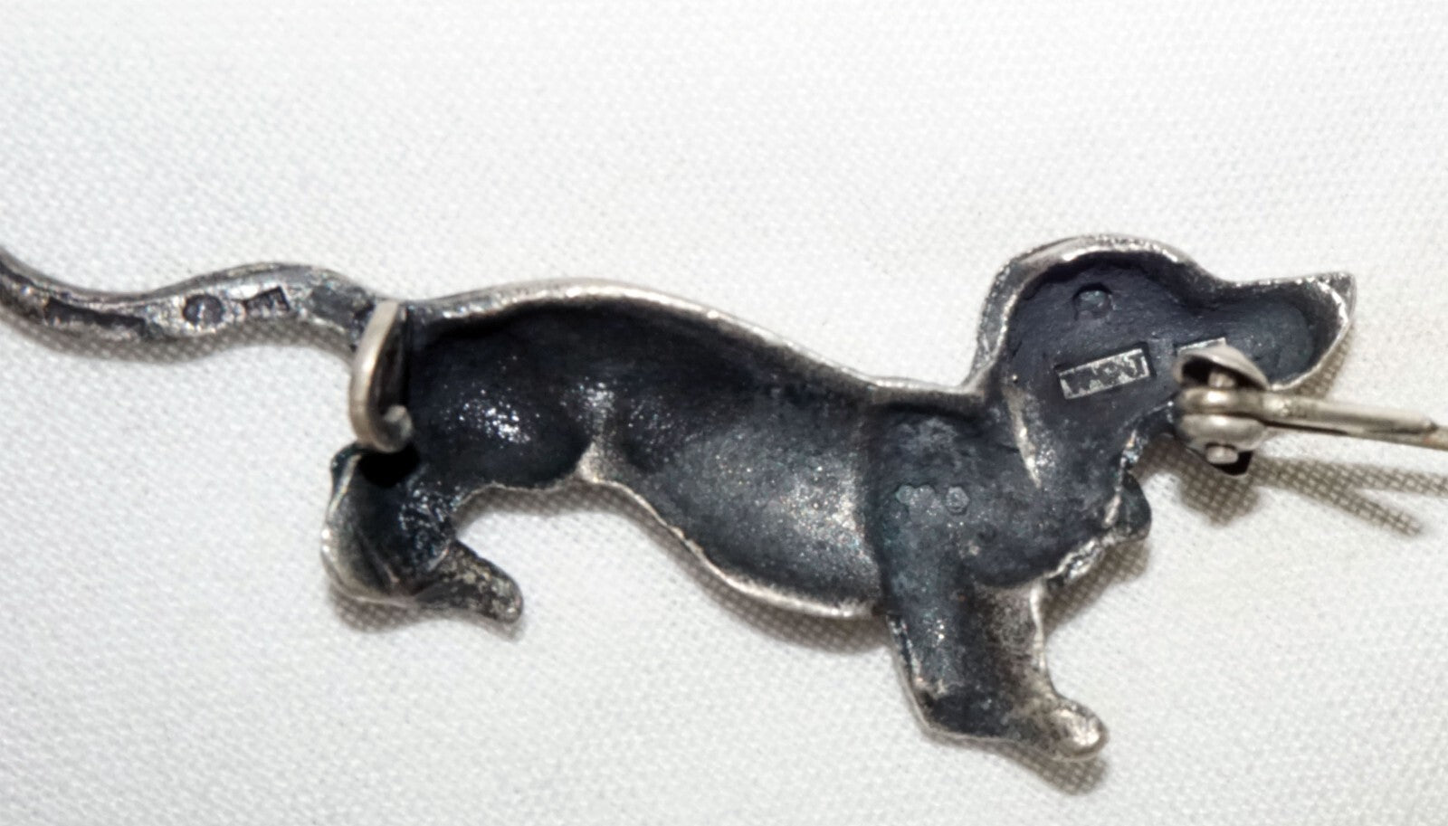 1950 Swedish Sterling Silver Dachshund Wiener Dog Brooch Pin by WGJ  (ShI)