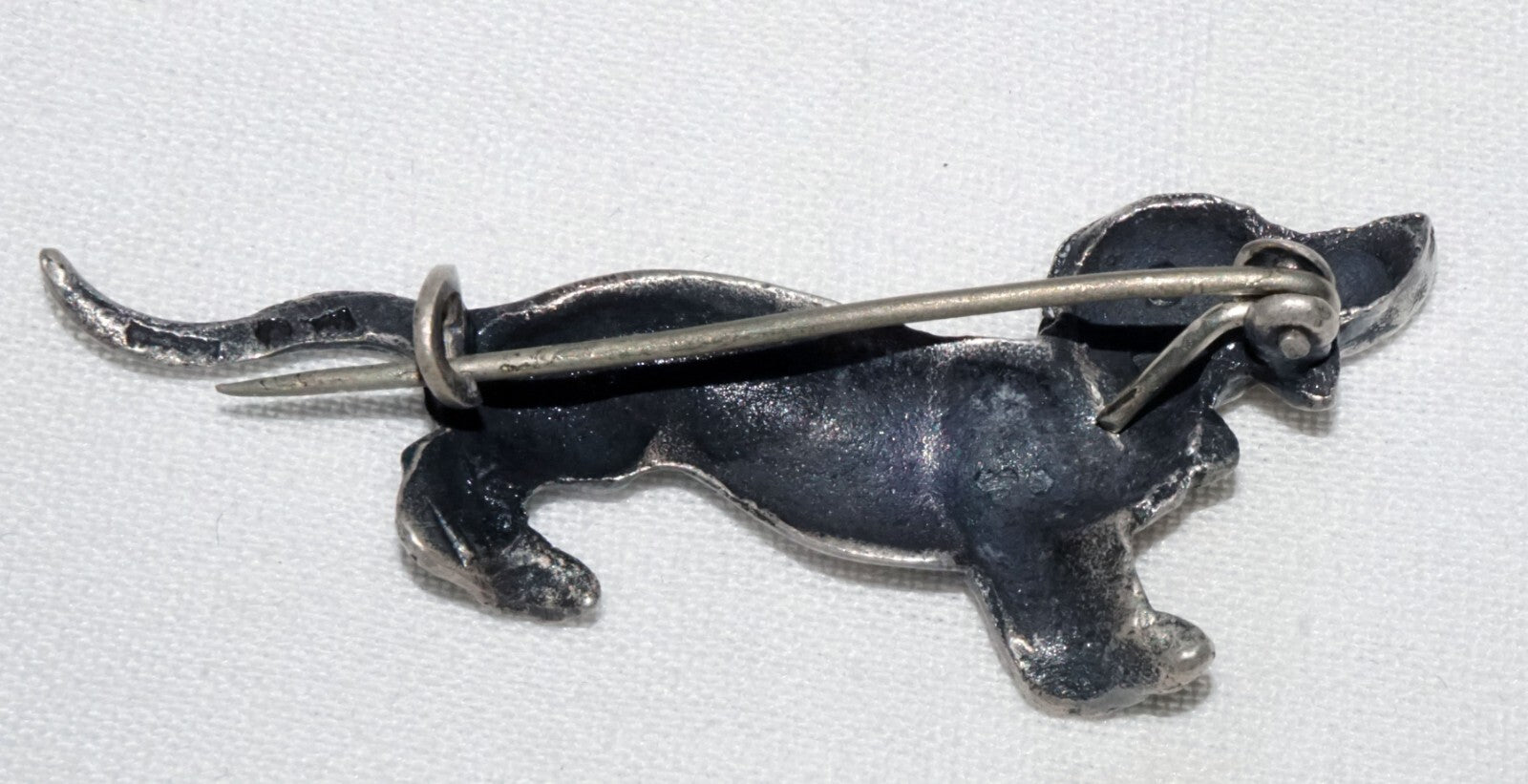 1950 Swedish Sterling Silver Dachshund Wiener Dog Brooch Pin by WGJ  (ShI)