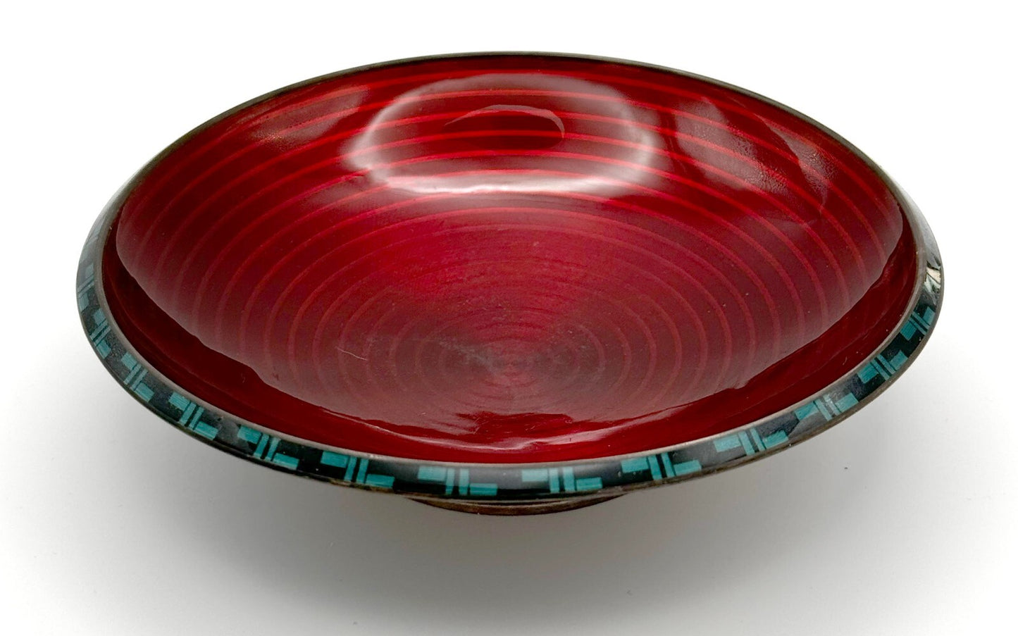 1960s Norwegian Sterling Silver Small Red Enamel Dish By David-Andersen (WeP)
