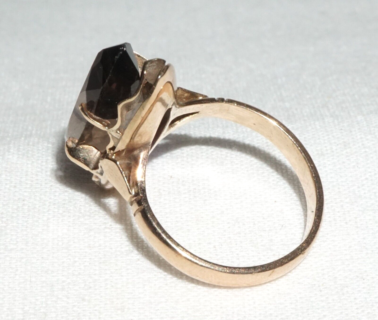 Vintage 14k Yellow Gold  Ring Sz.5.5 set 1x Marquise Cut Smoky Quartz (BrM)L3