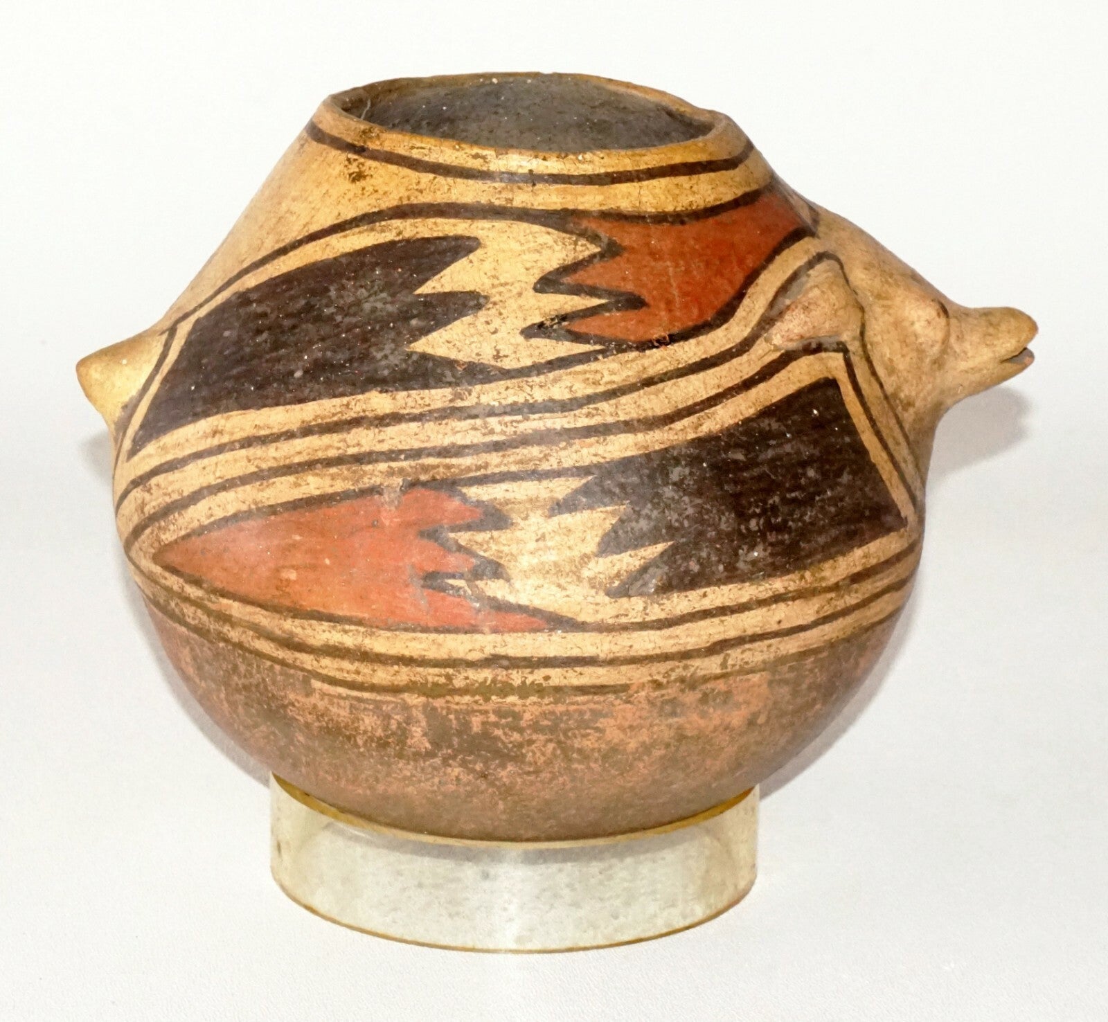 Antique South Western Painted Pottery Animal Motif Bowl Repaired  (FLA)