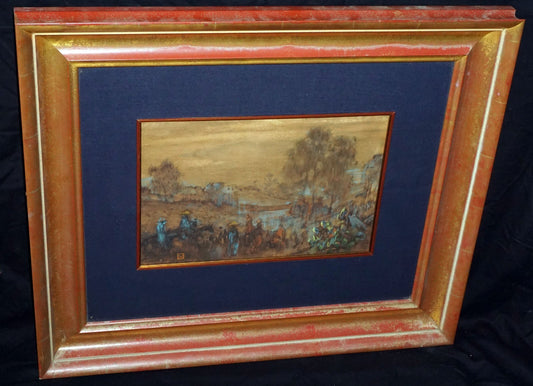 1920s Hawaii WC & Pastel Painting Riding to Kula Maui by Charles Bartlett  (LLA)