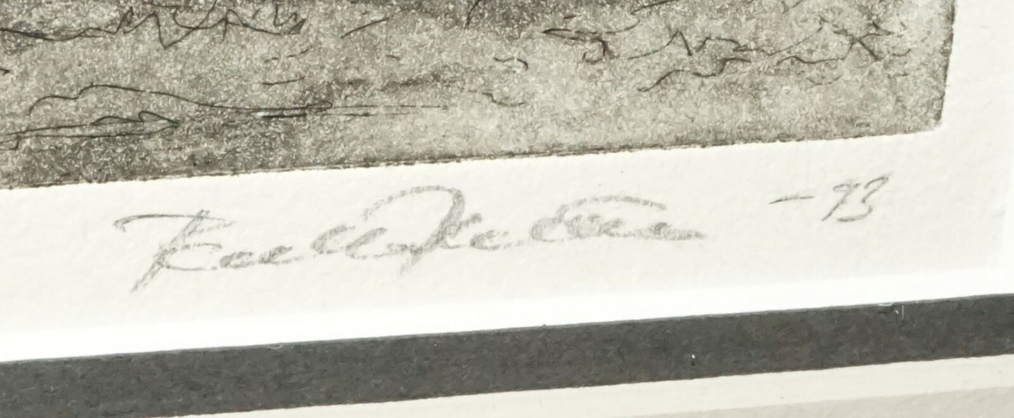 1993 US Framed Aquatint Print 3/6 "Thick Pine Forest"  by illegible signed (CWo)