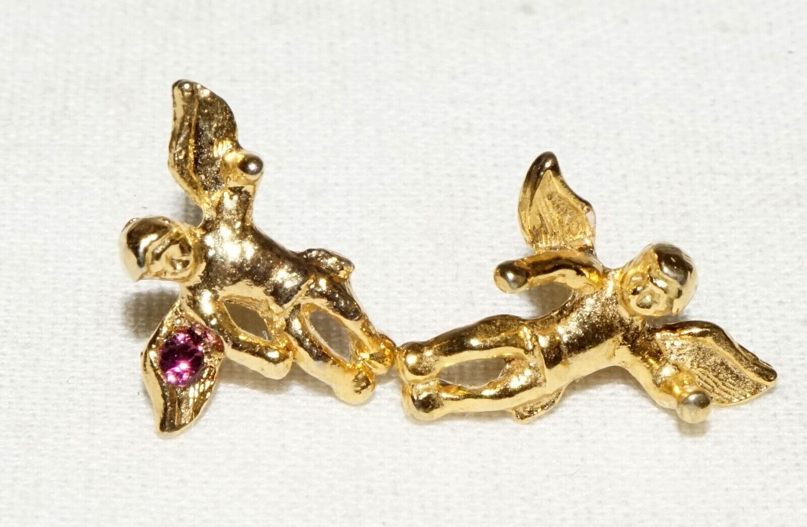 2Pc US 10k Yellow Gold Cupid Angel Mini Pins   (KoS) L23