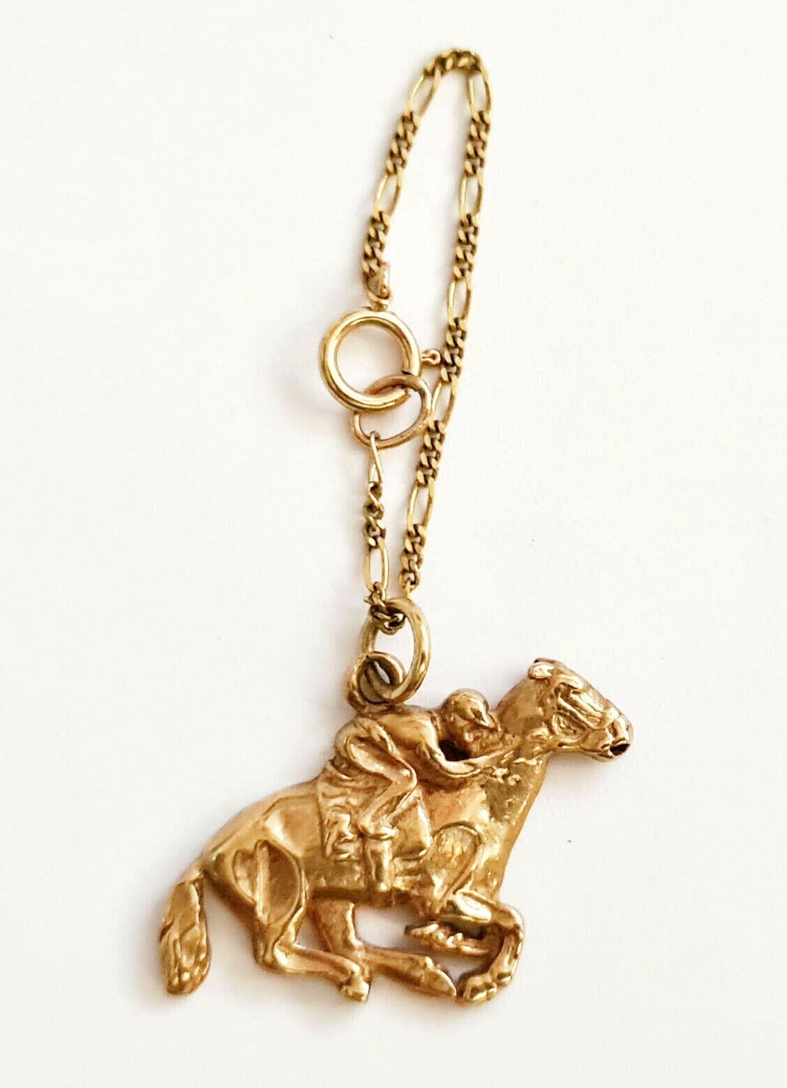 Vintage 14k Yellow Gold Charm Jockey on Racehorse Motif  (WMH)22g