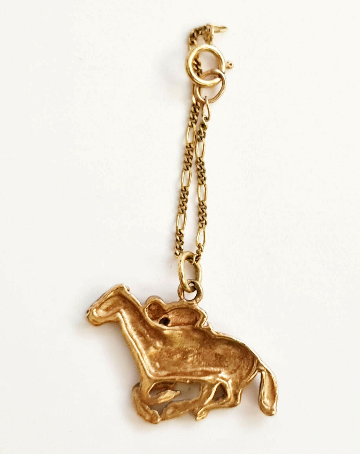 Vintage 14k Yellow Gold Charm Jockey on Racehorse Motif  (WMH)22g