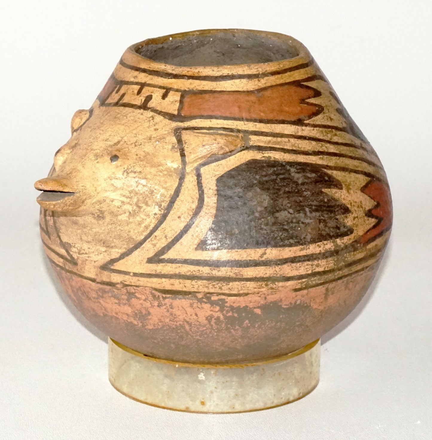 Antique South Western Painted Pottery Animal Motif Bowl Repaired  (FLA)