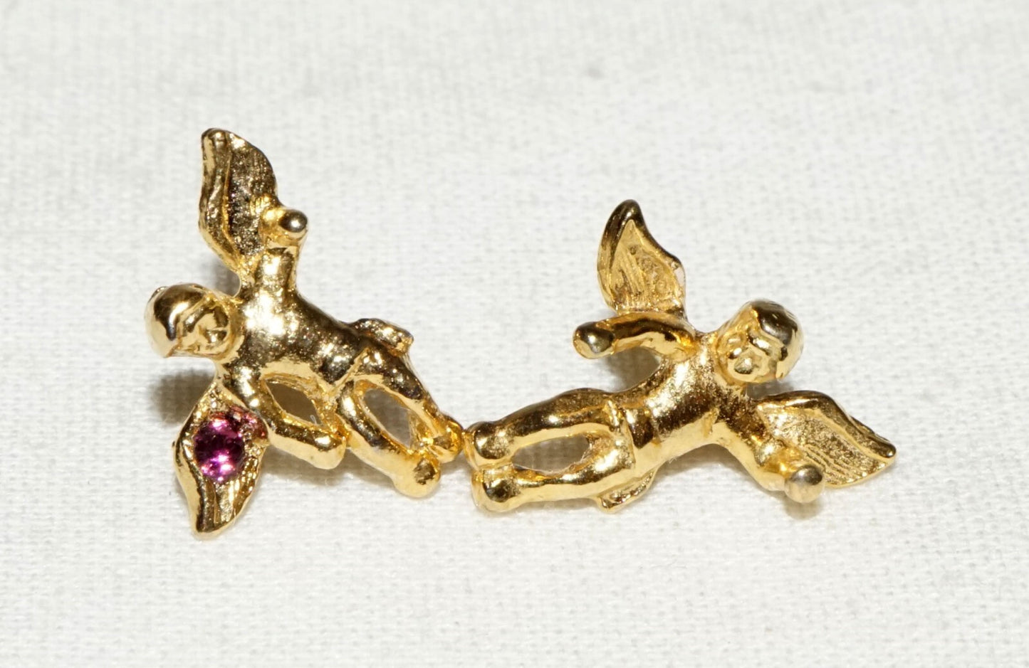 2Pc US 10k Yellow Gold Cupid Angel Mini Pins   (KoS) L23