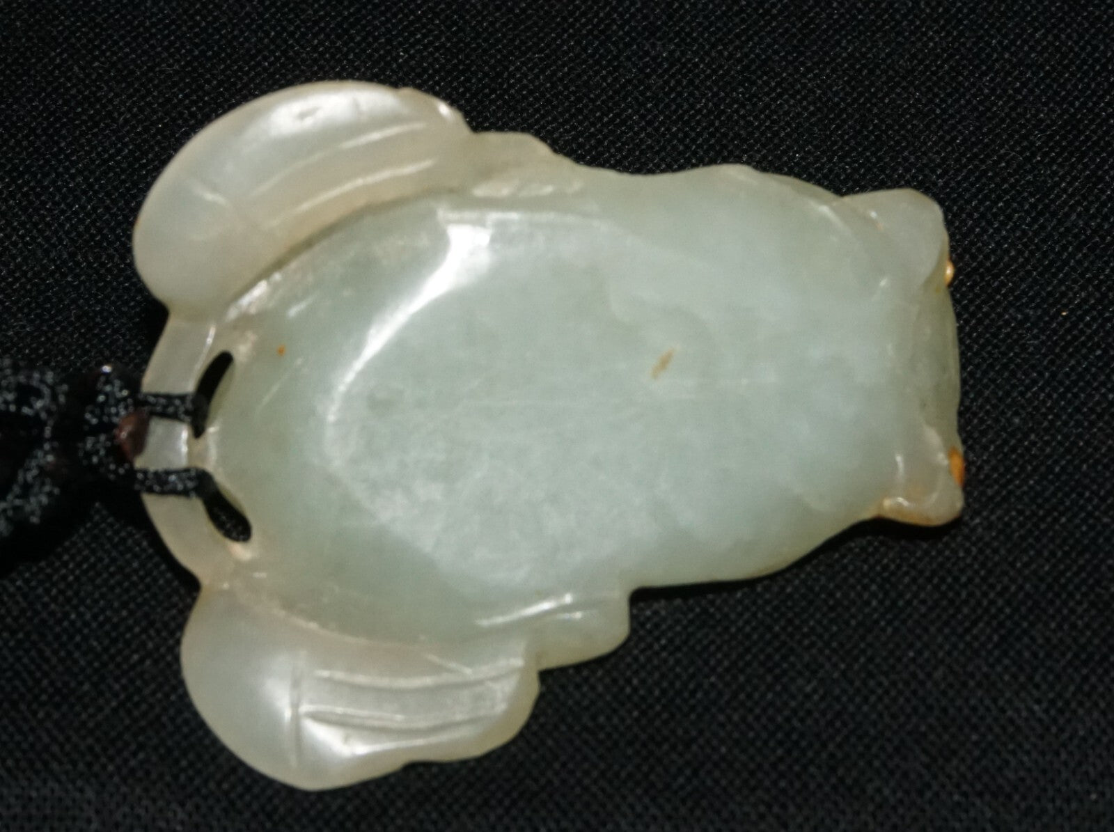 Antique Chinese Grey Green Nephrite Jade Toad Motif Carved Pendant  (LeS)L23