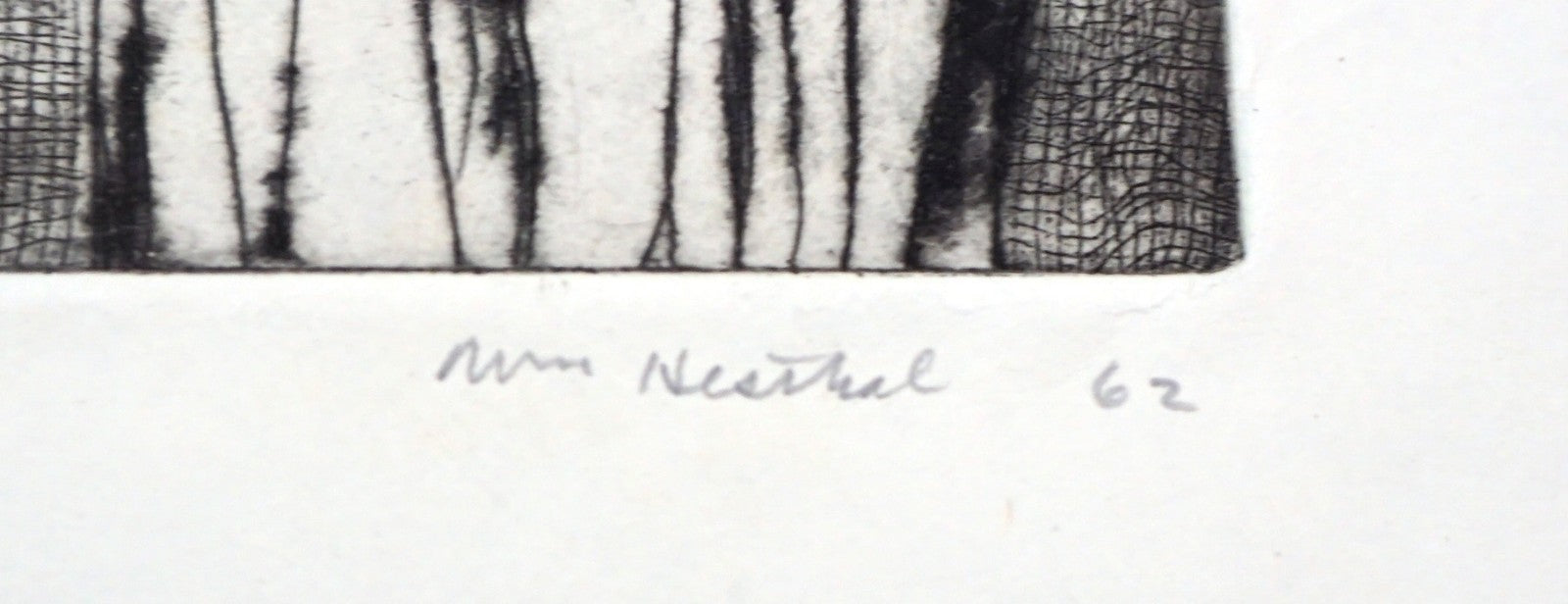 '62 California Abstract Etching Print "Sick Family"  by William Hesthal (Mod)