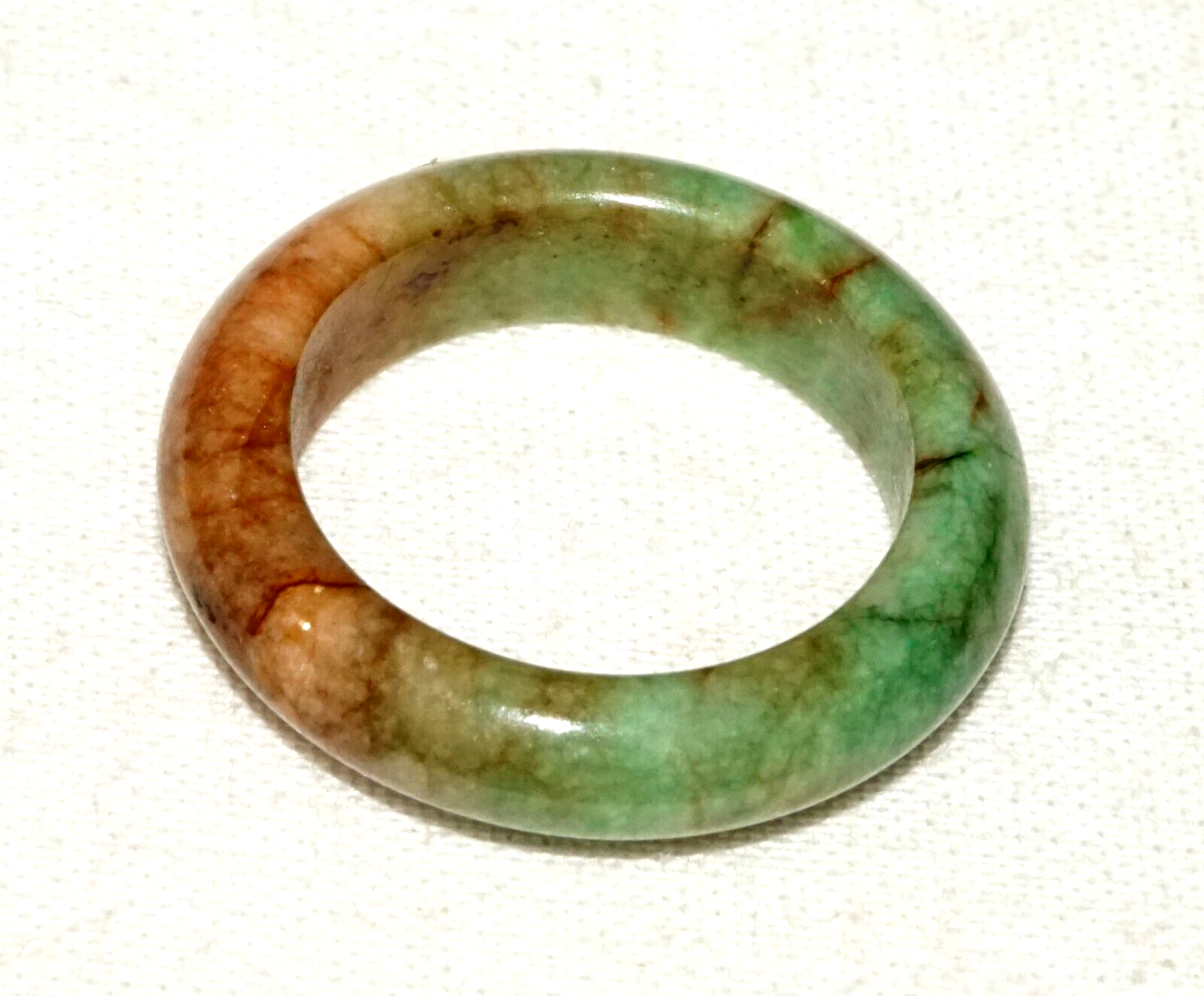 Vintage Chinese Green & Russet Jadeite Jade Ring Sz. 7.25  (GoB) #9