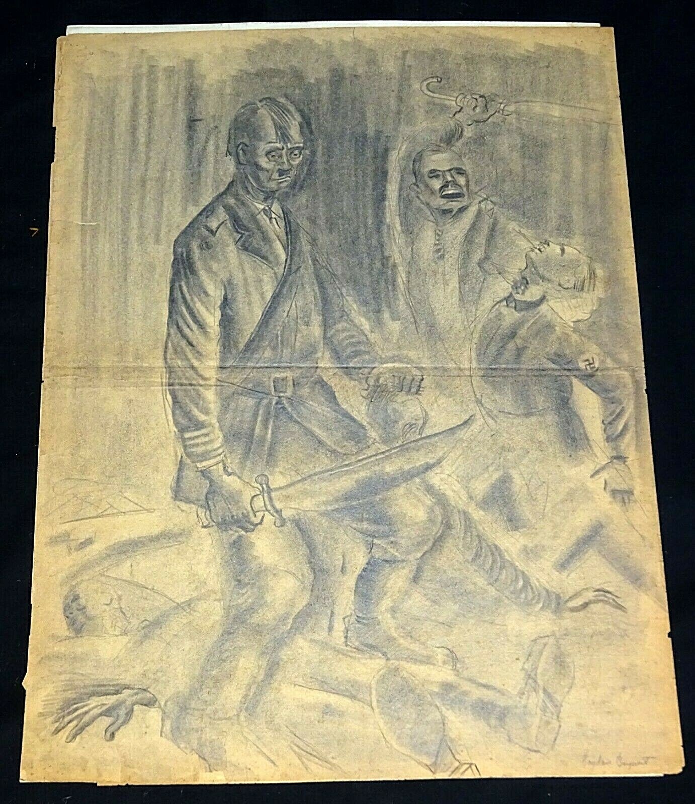 1940s Expressionist Pencil Drawings Fascist Caricatures by Boydan Baynert (CuM)