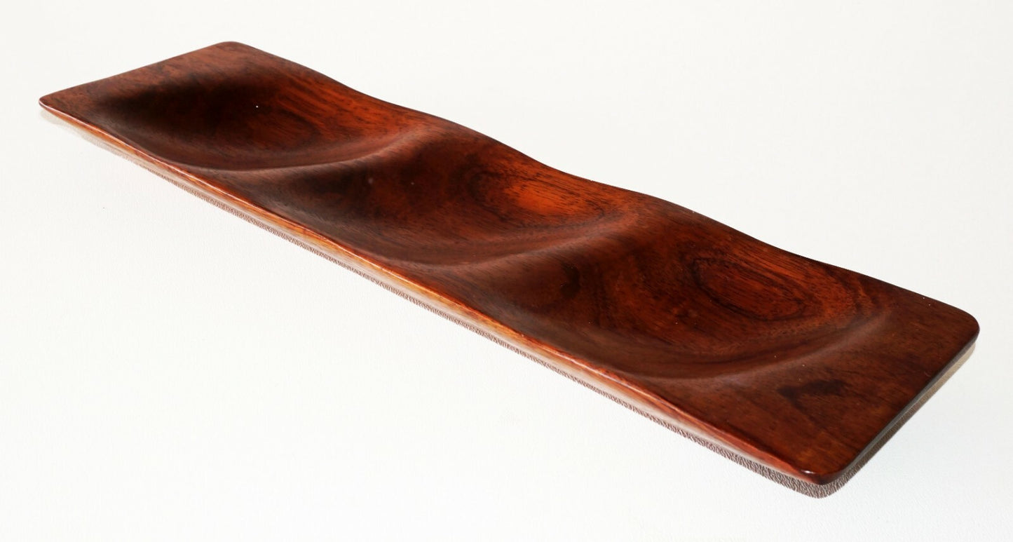 Hawaii Modernist Koa Hard Wood 3x Section Serving Tray by Dave Witkus  (SRi)