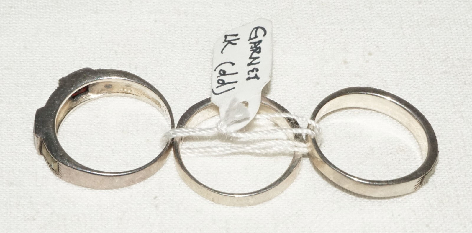 3Pc Thai Sterling Silver Rings Sz.6/6.25 Marcasite & Garnet Accents  (KiL)