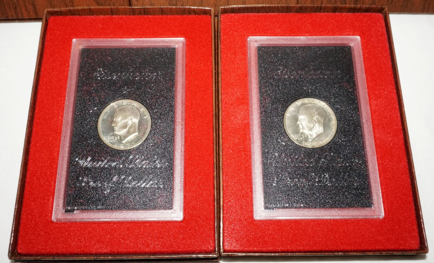 5Pc 1971 US Eisenhower Uncirculated Proof $1 Silver Coin in Case  (KiL)