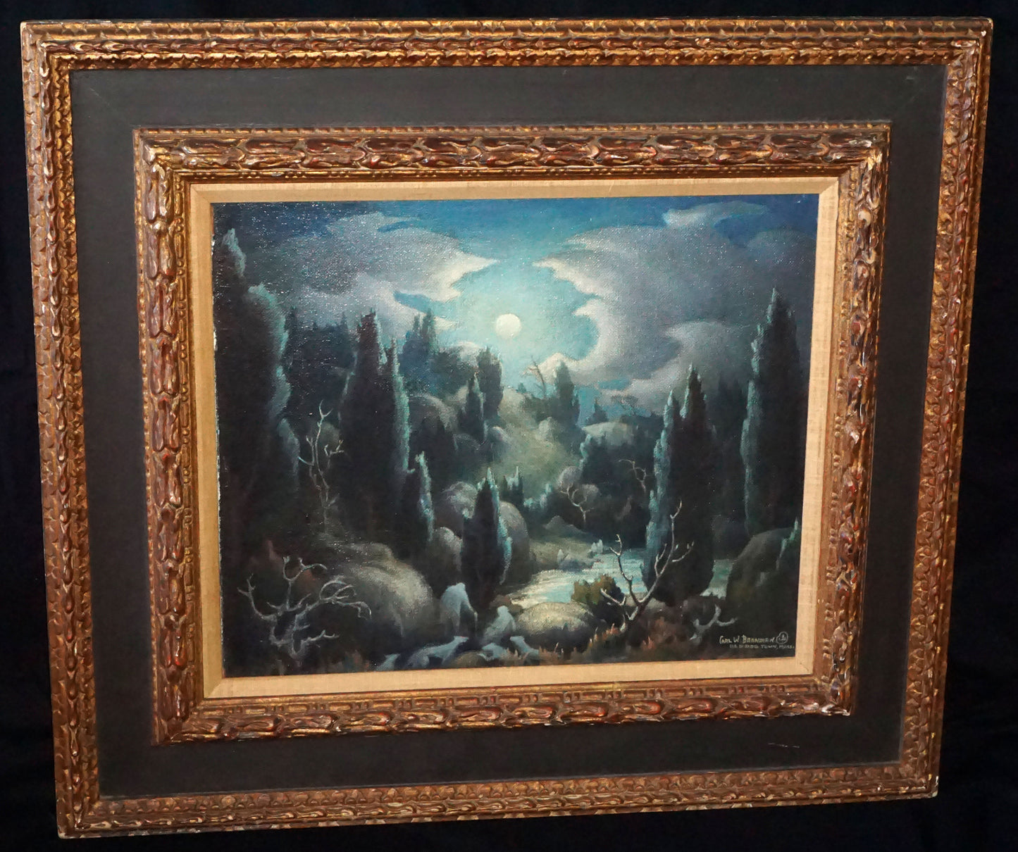 American Oil Painting Legend-Old Dog Town, Cape Ann, Mass. by Carl W. Brandien