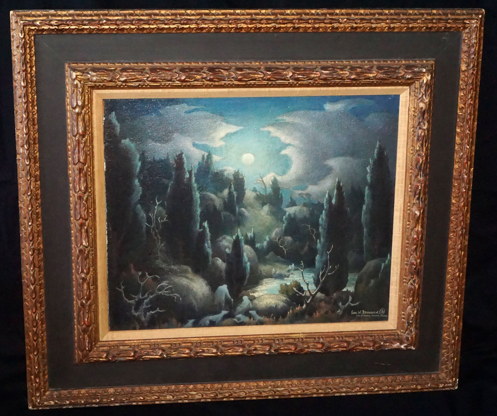 American Oil Painting Legend-Old Dog Town, Cape Ann, Mass. by Carl W. Brandien