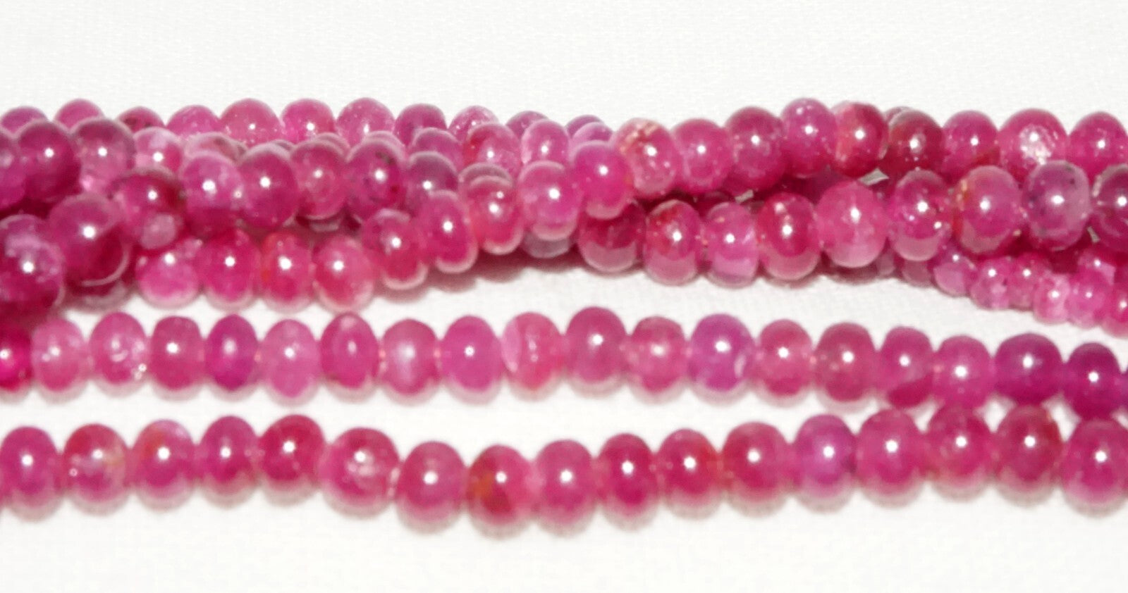 Vintage 7x Strand Ruby Bead Necklace w. 14k Y. Gold Double Leopard Clasp  (LeD)