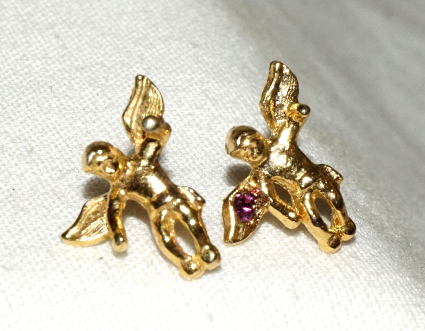 2Pc US 10k Yellow Gold Cupid Angel Mini Pins   (KoS) L23