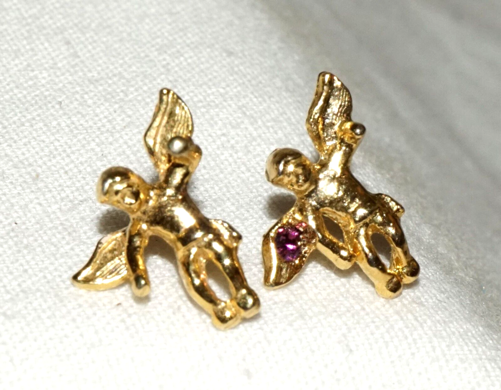 2Pc US 10k Yellow Gold Cupid Angel Mini Pins   (KoS) L23