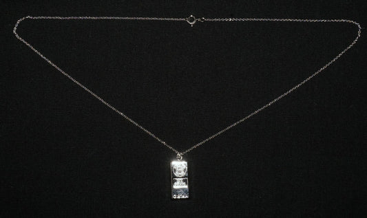 1974 Gibraltor Mint Sterling Silver 100 Grains Bar Pendant & Necklace  (NiD)